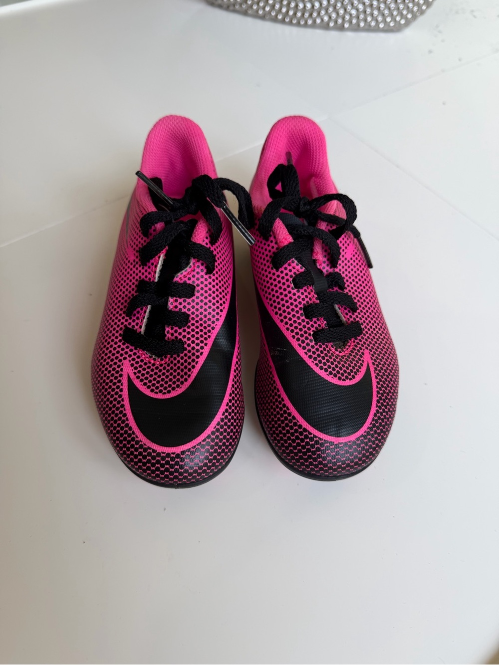 Nike Kids Pink and Black Soccer Sneakers